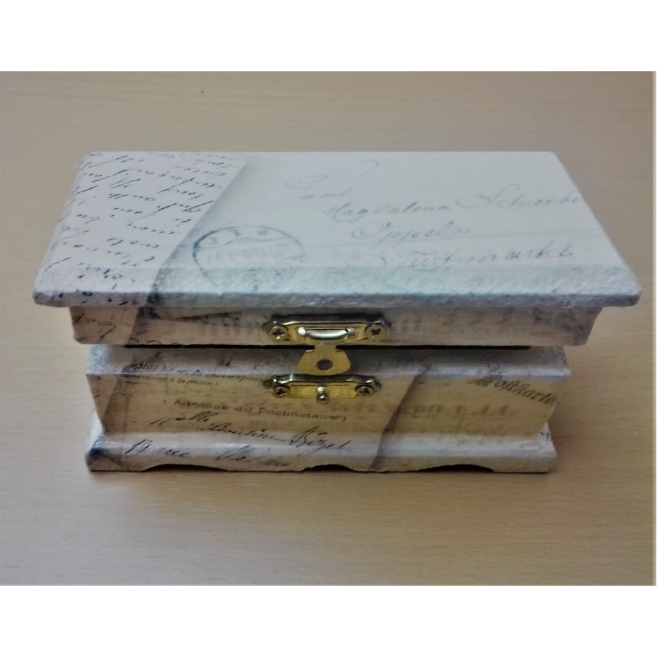 Ξύλινο κουτί μπιζουτιέρα decoupage Γράμματα XKSK-7