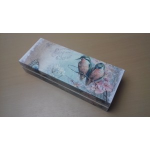Ξύλινη κασετίνα decoupage Λουλούδια,πουλιά και πεταλούδα XKSK-8