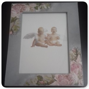 Ξύλινο κουτί φωτογραφιών decoupage Άγγελοι και Τριαντάφυλλα XKSK-13