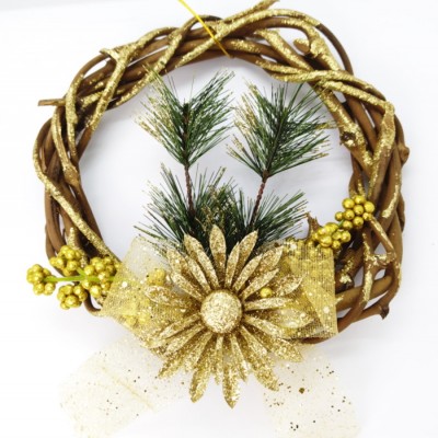 Χριστουγεννιάτικο ξύλινο πλεκτό στεφάνι XR-5